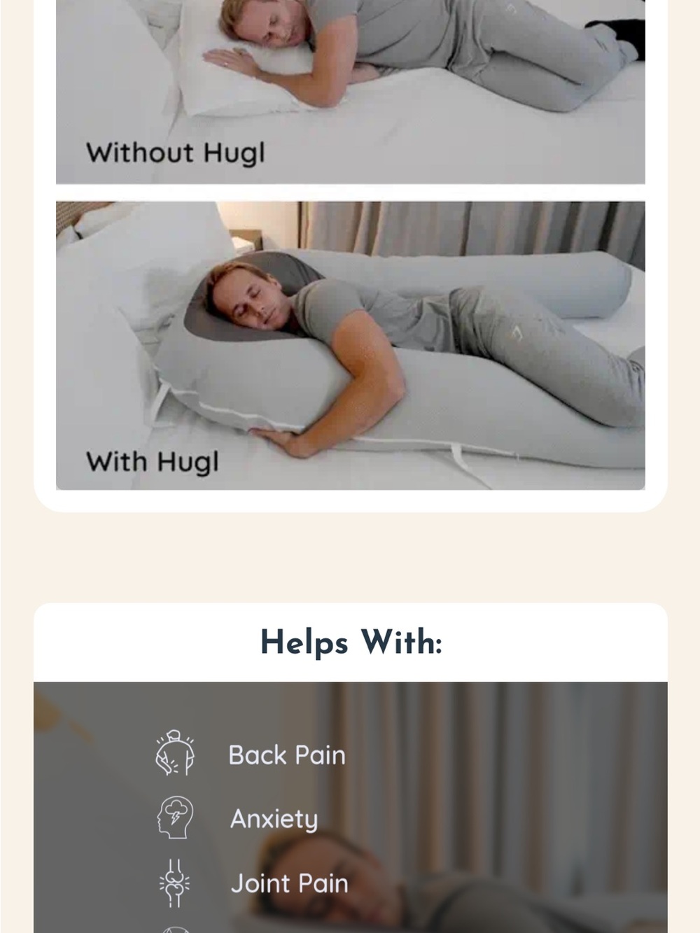 U-Shaped Cooling Body Pillow in Light Gray - Picture 8 of 11